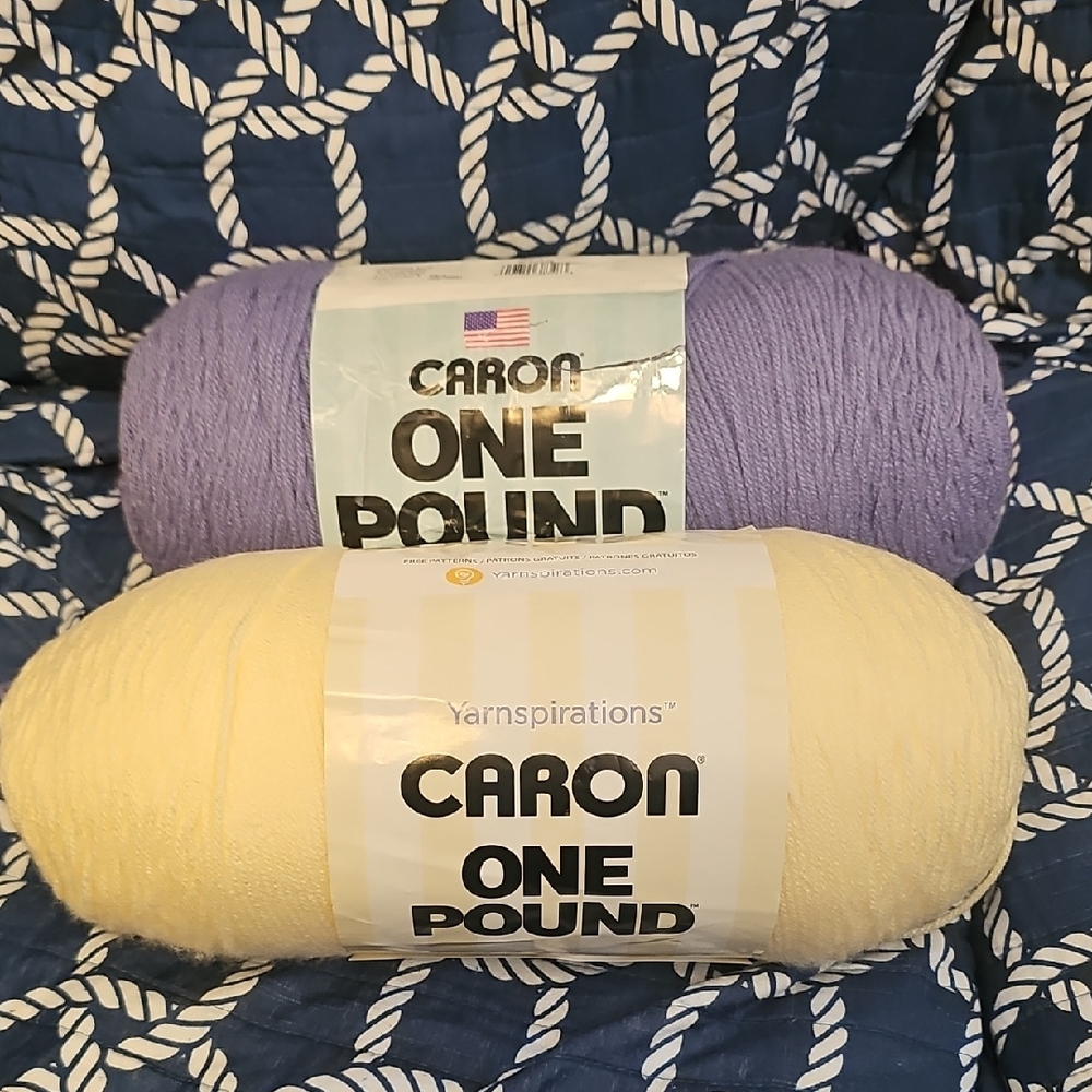 Caron One Pound Yarn in Purple and Yellow
